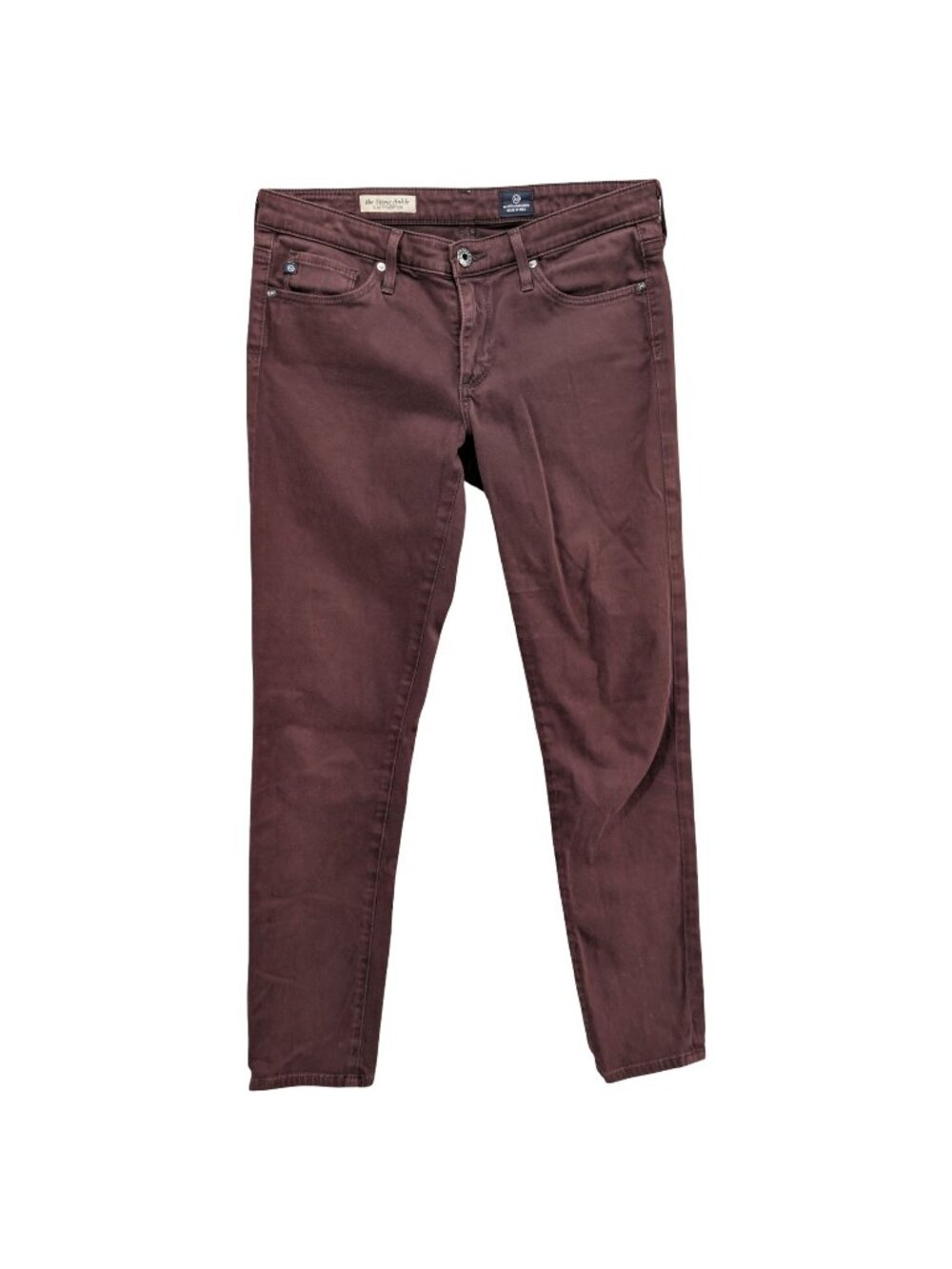 AG Adriano Goldschmied Stevie Ankle Jeans Womens Burgundy Slim Straight Size 26